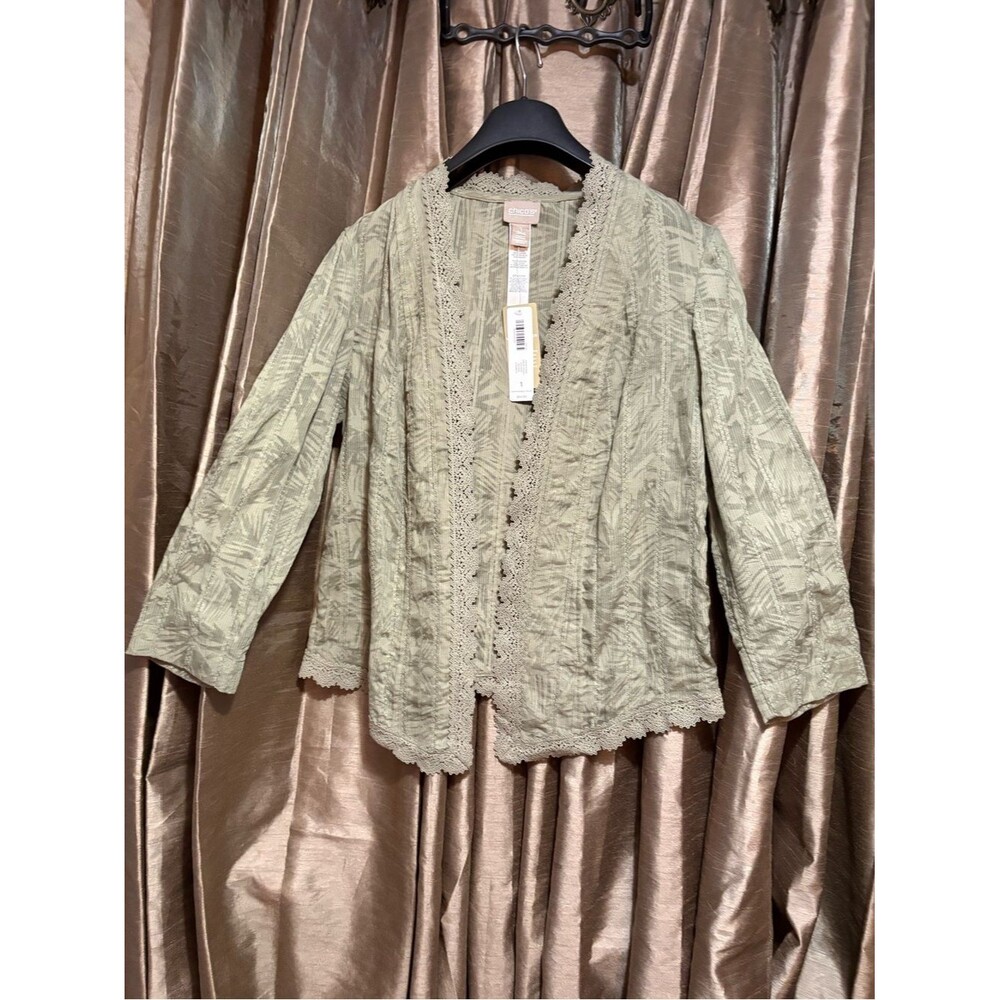 Chico's sage green textured open-front jacket 20↔️13↕️ #1775